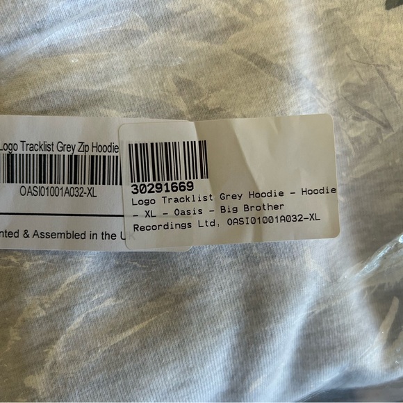 Oasis Band Logo Tracklist Grey Hoddie XL - Picture 5 of 6